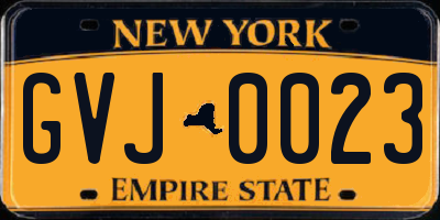 NY license plate GVJ0023