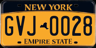 NY license plate GVJ0028