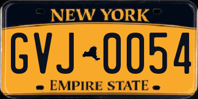 NY license plate GVJ0054
