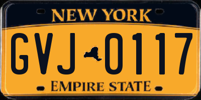 NY license plate GVJ0117