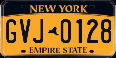 NY license plate GVJ0128