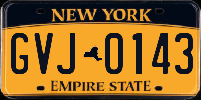 NY license plate GVJ0143