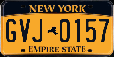 NY license plate GVJ0157