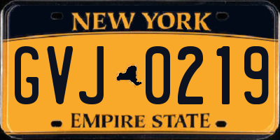 NY license plate GVJ0219