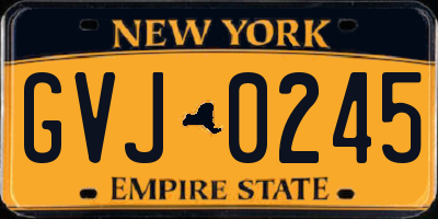 NY license plate GVJ0245