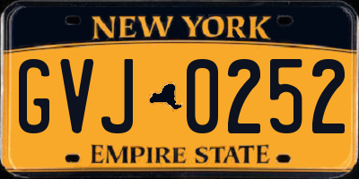 NY license plate GVJ0252
