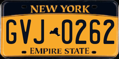 NY license plate GVJ0262
