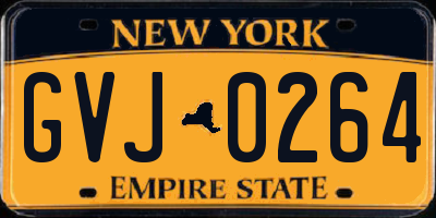 NY license plate GVJ0264