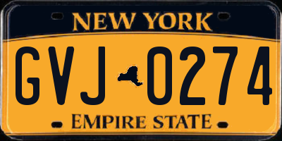 NY license plate GVJ0274