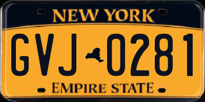 NY license plate GVJ0281