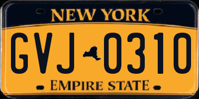 NY license plate GVJ0310