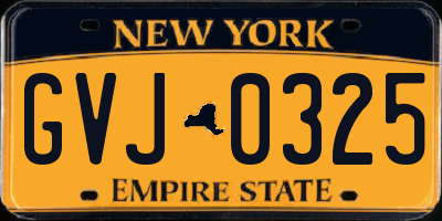 NY license plate GVJ0325