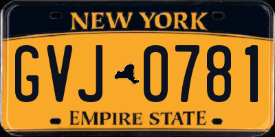 NY license plate GVJ0781