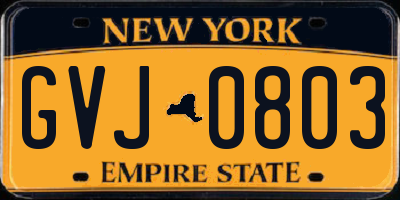 NY license plate GVJ0803