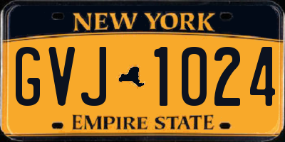 NY license plate GVJ1024
