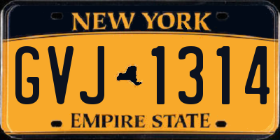 NY license plate GVJ1314
