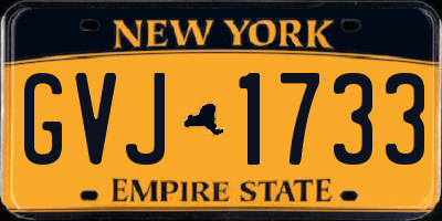 NY license plate GVJ1733