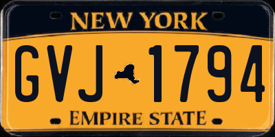 NY license plate GVJ1794