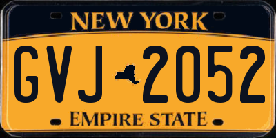 NY license plate GVJ2052