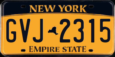 NY license plate GVJ2315