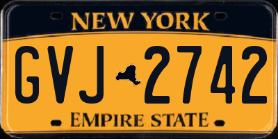 NY license plate GVJ2742