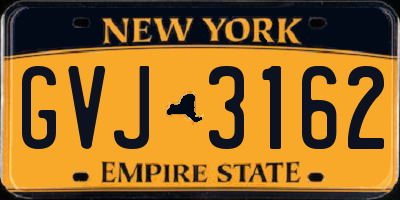 NY license plate GVJ3162