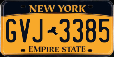 NY license plate GVJ3385