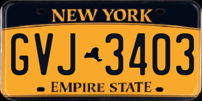NY license plate GVJ3403