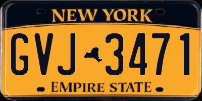 NY license plate GVJ3471