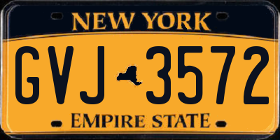 NY license plate GVJ3572