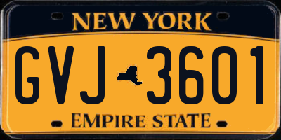 NY license plate GVJ3601