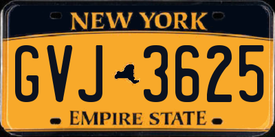 NY license plate GVJ3625