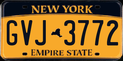 NY license plate GVJ3772