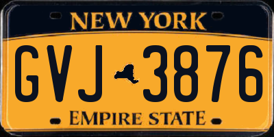NY license plate GVJ3876