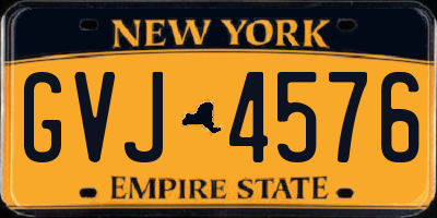 NY license plate GVJ4576