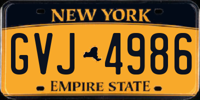 NY license plate GVJ4986