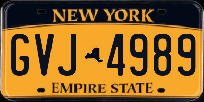 NY license plate GVJ4989