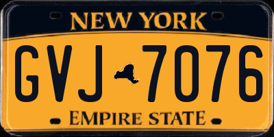 NY license plate GVJ7076