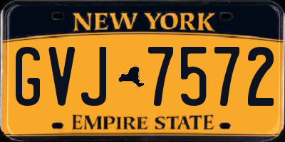 NY license plate GVJ7572