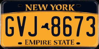 NY license plate GVJ8673