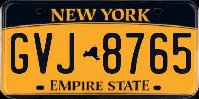 NY license plate GVJ8765