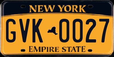 NY license plate GVK0027