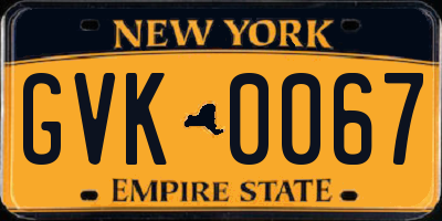 NY license plate GVK0067