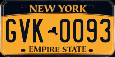 NY license plate GVK0093