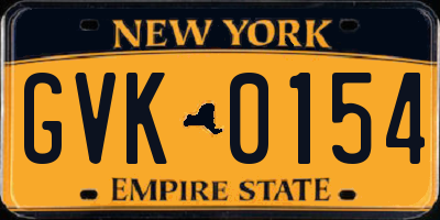 NY license plate GVK0154