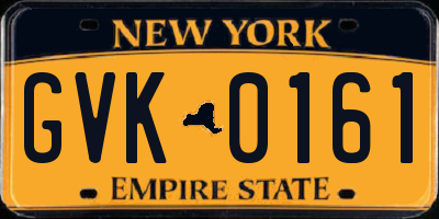 NY license plate GVK0161