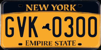 NY license plate GVK0300