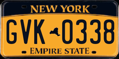 NY license plate GVK0338
