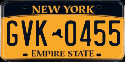 NY license plate GVK0455