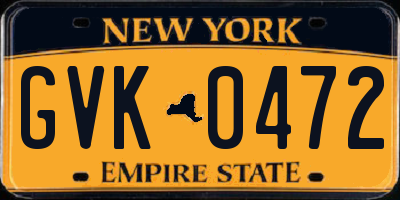 NY license plate GVK0472